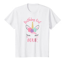 Load image into Gallery viewer, Kids 4th Birthday Shirt Girl Unicorn Fourth Birthday Outfit