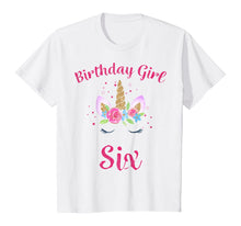Load image into Gallery viewer, Kids 6th Birthday Girl Unicorn Shirt Sixth Birthday Outfit