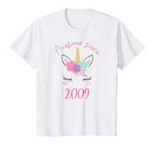 Load image into Gallery viewer, Unicorn Awesome Since 2009, Unicorn 9th Birthday Girl Shirt