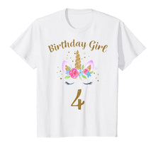 Load image into Gallery viewer, Kids 4th Birthday Girl Unicorn Shirt Fourth Birthday Outfit