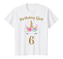 Load image into Gallery viewer, Kids 6th Birthday Girl Unicorn Shirt 6th Birthday Outfit