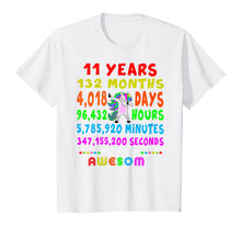 Load image into Gallery viewer, 11 Yrs Old 132 Months of Being Awesome 11th Birthday Unicorn T-Shirt