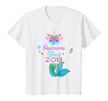 Load image into Gallery viewer, Girls Awesome Since 2013-7th Birthday Unicorn Mermaid Party T-Shirt