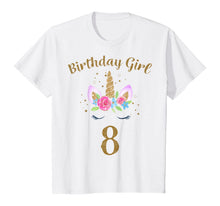 Load image into Gallery viewer, Kids 8th Birthday Girl Unicorn Shirt 8th Birthday Outfit
