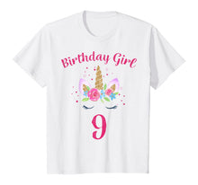 Load image into Gallery viewer, Kids 9th Birthday Girl Unicorn Shirt 9th Birthday Outfit