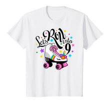 Load image into Gallery viewer, Lets roll into 9 Birthday. Unicorn, Roller skate T-shirt.