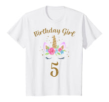 Load image into Gallery viewer, Kids 5th Birthday Girl Unicorn Shirt 5th Birthday Outfit