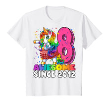 Load image into Gallery viewer, Awesome Since 2012 Flossing Unicorn Tutu 8th Birthday Gift T-Shirt