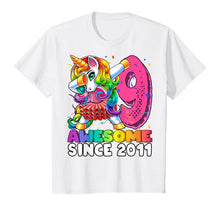 Load image into Gallery viewer, Awesome Since 2011 Dabbing Unicorn Tutu 9th Birthday Gift T-Shirt