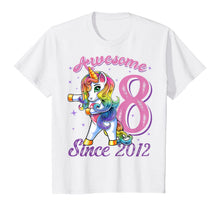 Load image into Gallery viewer, Awesome Since 2012 Flossing Unicorn 8th Birthday Gift Girls T-Shirt