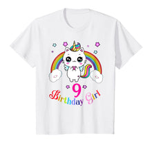 Load image into Gallery viewer, Cute Kitty 9th Birthday Shirt unicorn rainbow 9th bday gift