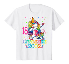 Load image into Gallery viewer, Awesome Since 2002 Dabbing Unicorn 18th Birthday Gift Girls T-Shirt