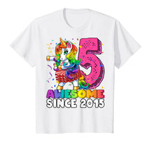 Load image into Gallery viewer, Awesome Since 2015 Flossing Unicorn Tutu 5th Birthday Gift T-Shirt