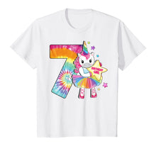Load image into Gallery viewer, 7th Birthday Unicorn Shirt Gift for Girls Age 7 Tie Dye Tee