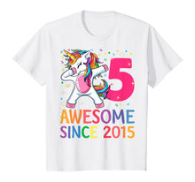 Load image into Gallery viewer, Awesome Since 2015 Dabbing Unicorn 5th Birthday Gift Girls T-Shirt