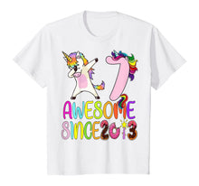 Load image into Gallery viewer, 7 year 7th birthday party dabbing unicorn awesome since 2013 T-Shirt