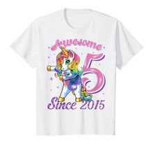 Load image into Gallery viewer, Awesome Since 2015 Flossing Unicorn 5th Birthday Gift Girls T-Shirt