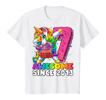 Load image into Gallery viewer, Awesome Since 2013 Dabbing Unicorn Tutu 7th Birthday Gift T-Shirt