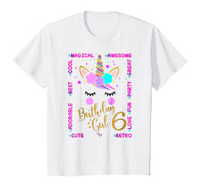Load image into Gallery viewer, Unicorn 6th Birthday Girl T-shirt Six years old Kids Gift