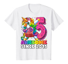 Load image into Gallery viewer, Awesome Since 2015 Dabbing Unicorn Tutu 5th Birthday Gift T-Shirt