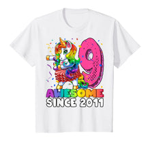 Load image into Gallery viewer, Awesome Since 2011 Flossing Unicorn Tutu 9th Birthday Gift T-Shirt