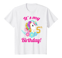 Load image into Gallery viewer, Kids Its My 5th Birthday Unicorn Shirt (5 year old girls outfit) T-Shirt