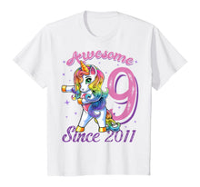 Load image into Gallery viewer, Awesome Since 2011 Flossing Unicorn 9th Birthday Gift Girls T-Shirt