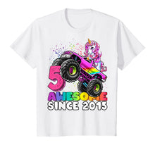 Load image into Gallery viewer, Awesome Since 2015 Unicorn Monster Truck 5th Birthday Gift T-Shirt