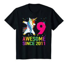 Load image into Gallery viewer, 9 Years Old 9th Birthday Unicorn Dabbing For Girl Party T-Shirt
