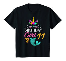 Load image into Gallery viewer, 11th Birthday Girl Unicorn Shirt Mermaid Tail 11 Years Old
