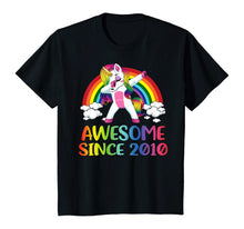 Load image into Gallery viewer, 10 Birthday Unicorn Dabbing Awesome Since 2010 T-Shirt