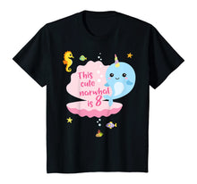 Load image into Gallery viewer, Kids 8th Birthday 8 Year Old Girl Boy Gift Narwhal Sea Unicorn T-Shirt