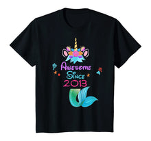 Load image into Gallery viewer, Girls Awesome Since 2013-7th Birthday Unicorn Mermaid Party T-Shirt