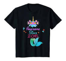 Load image into Gallery viewer, Girls Awesome Since 2015-5th Birthday Unicorn Mermaid Party T-Shirt