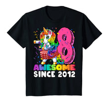 Load image into Gallery viewer, Awesome Since 2012 Flossing Unicorn Tutu 8th Birthday Gift T-Shirt