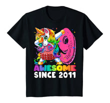 Load image into Gallery viewer, Awesome Since 2011 Dabbing Unicorn Tutu 9th Birthday Gift T-Shirt