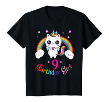 Load image into Gallery viewer, Cute Kitty 9th Birthday Shirt unicorn rainbow 9th bday gift