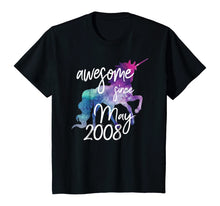 Load image into Gallery viewer, Awesome Since May 2008 Unicorn Birthday Shirt