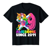 Load image into Gallery viewer, Awesome Since 2011 Dabbing Unicorn 9th Birthday Gift Girls T-Shirt