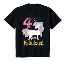 Load image into Gallery viewer, Kids 4 and Fabulous Unicorn Dabbing Birthday shirt outfit