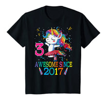 Load image into Gallery viewer, 3rd Birthday Unicorn Awesome Since 2017 T-Shirt