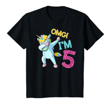 Load image into Gallery viewer, Kids 5th Birthday Dabbing Unicorn T-Shirt omg im 5 year old girl T-Shirt
