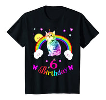 Load image into Gallery viewer, cool cute unique six 6th birthday tee shirt unicorn cat tee T-Shirt