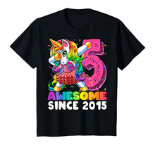 Load image into Gallery viewer, Awesome Since 2015 Dabbing Unicorn Tutu 5th Birthday Gift T-Shirt