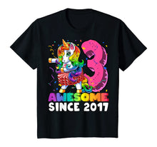 Load image into Gallery viewer, Awesome Since 2017 Flossing Unicorn Tutu 3rd Birthday Gift T-Shirt