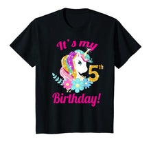 Load image into Gallery viewer, Kids Its My 5th Birthday Unicorn Shirt (5 year old girls outfit) T-Shirt