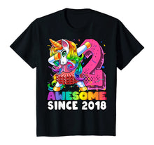 Load image into Gallery viewer, Awesome Since 2018 Dabbing Unicorn Tutu 2nd Birthday Gift T-Shirt
