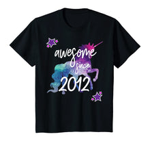 Load image into Gallery viewer, Awesome Since 2012 Unicorn Birthday T-Shirt