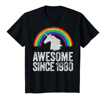 Load image into Gallery viewer, 1980 40th Birthday Gift Unicorn Rainbow 40 Years Old Women T-Shirt