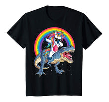 Load image into Gallery viewer, Dabbing Unicorn Dinosaur T rex T shirt Kids Girls Boys Space